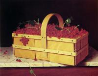 William Michael Harnett - A Wooden Basket of Catawba Grapes